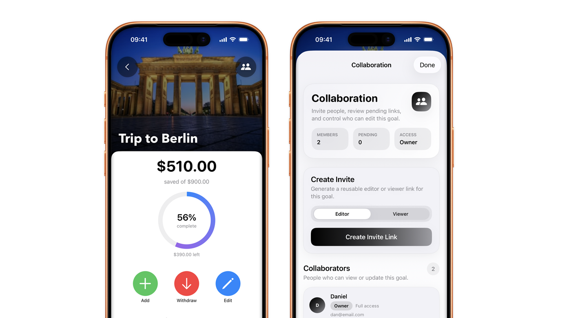 Savings Goal app screenshot